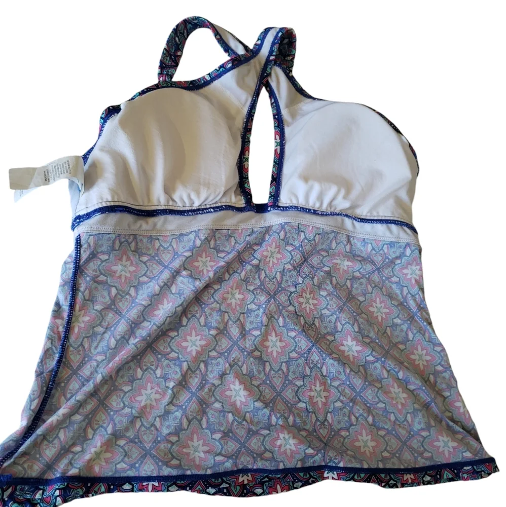 Coastal Zone By Jantzen Blue Floral Halter Swimming Top Only Women's Size L - Picture 11 of 13